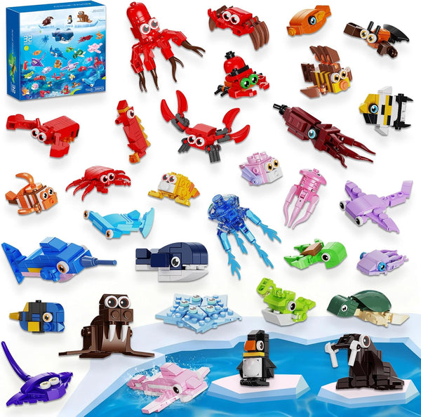 EITOLNR 32 Pack Marine Animals Building Blocks - 846PCS Kids Party Favors Educational