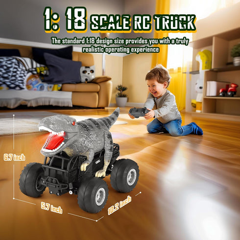 2.4GHz 1:18 98FT 8KM/H 2-Rechargeable 4-7, 6+ Remote Control Car, RC Cars with Light, Battery, All Terrain Monster
