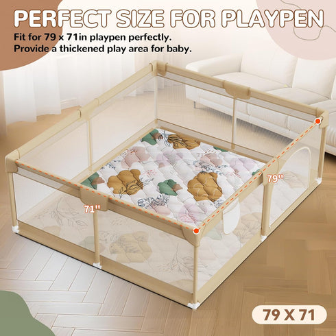 79x71IN Tummy 6-12 Baby Play Mat - Time Mat for Babies Months - Non-Slip Safe Crawling Mat for Indoor & Outdoor - Soft