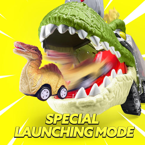 JOYIN 13 in 1 Dinosaur Toys for Kids 3-5, Dinosaur Truck with 12 Pull Back Cars, Birthday Gifts for Boys