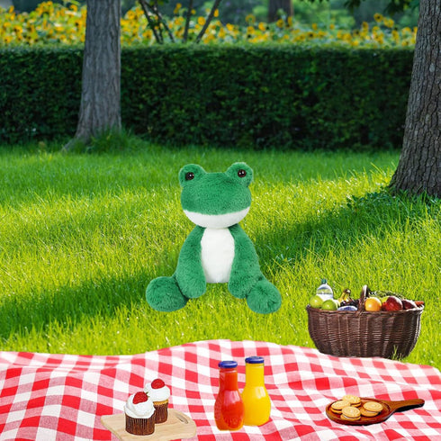 Green Frog Plush Toy - Cute Furry Stuffed Animal for Boys Girls, Gifts for Kids or Girlfriend, 8.5 Inches