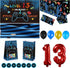 13th Birthday Decorations for Boys - 69 Pieces Video Game Party Supplies, Blue Gamer Balloons, Backdrop