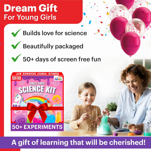 Doctor Jupiter Girls’ First Science Kit for Ages 4-12 | 50+ Experiments, STEM Learning & Educational Toys