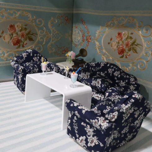 1:12 Dollhouse Furniture End Table Scale Miniature Acrylic Tea Coffee Table Modern Waterfall Minimalist Style