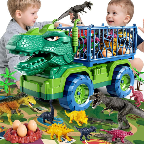 Dinosaur Cars Truck Toys for Kids 3-5 with 8 Dinosaur Figures, Activity