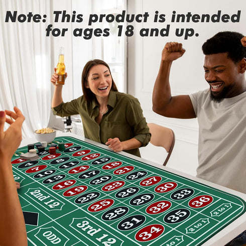 70" 35" Casino Roulette Mat x Rubber Table Mat with Storage Bag Win Marker Roulette Table Top Mat Casino Games