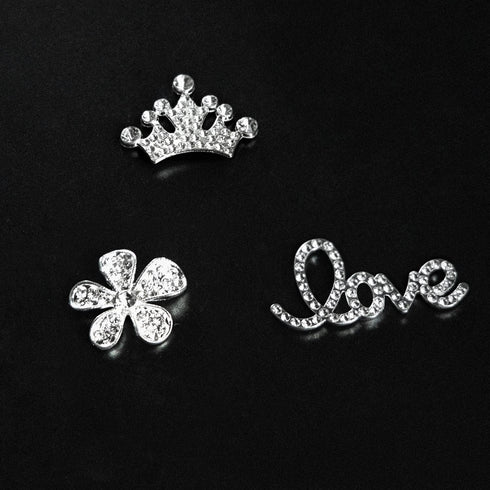 Rhinestone Bling Decoration Charms - Luxury Cute Jewelry Shoe Accessories for Women Girls Gifts (Silver)