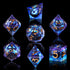 AUSTOR 7 Pieces Blue Flame Dragon Resin Dice Set - DND Dice for Role Playing Dungeons and Dragons with Case