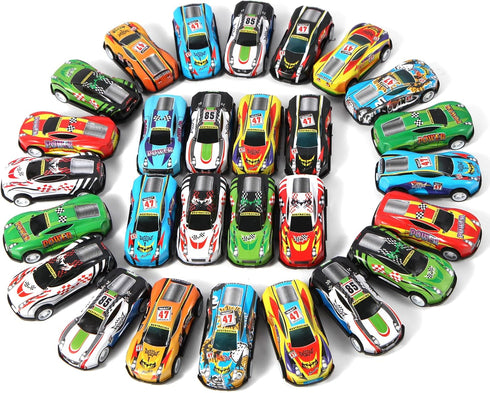 28 Pack Pull Back Cars for Kids, Mini Vehicles Toy Bulk Party Favor Race Cars for Boys Girls Toddlers