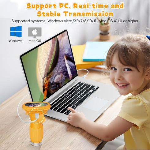 Ahalfcit 1000X 2 3-12 Microscope for Kids, Handheld Digital Microscope with HD IPS Screen, Portable Mini Camera