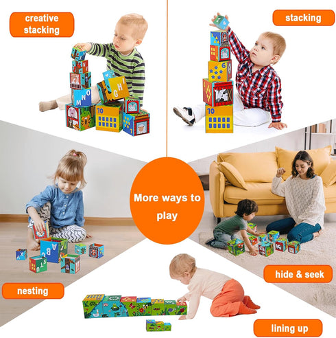 Animal Sorting and Stacking Blocks - Educational ABC & Numbers Toy for Babies and Toddlers, Montessori Learning Tower
