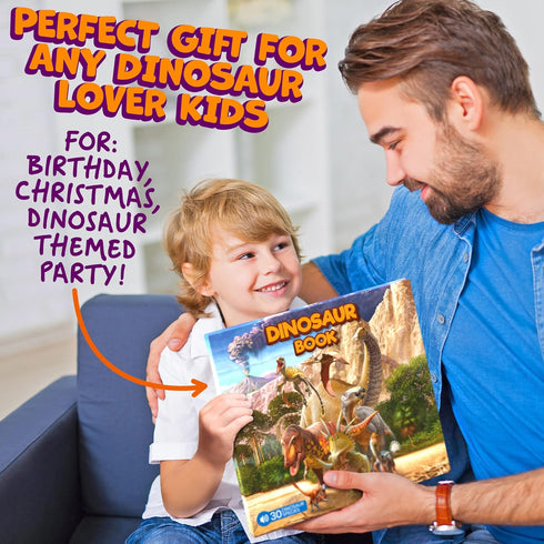 3-5 5-7 2-4 30 Dinosaur Toys for Kids Year Old - Dinosaur Book with Species Facts Names & Realistic Sounds - Dinosaur