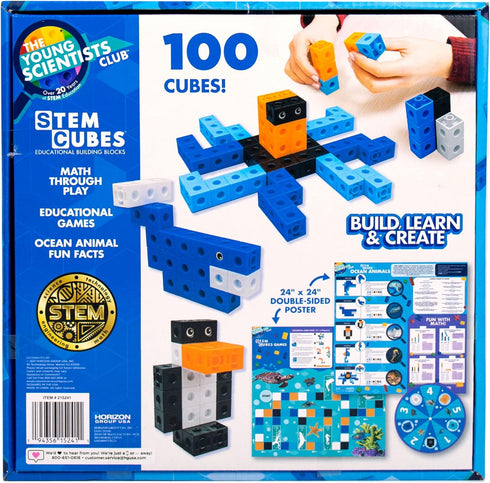 Ocean Animals STEM Cubes, Build, Learn & Create with 100+ Math Cubes Manipulatives, Educational Games for Kids
