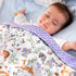 Baby Blanket, Purple Fleece Baby Blankets for Boys Girls, Warm Soft Portable Toddler Minky Blanket with Woodland Animal Print, for Newborn Crib, Stroller, 40 x 30 Inch by CARUILI