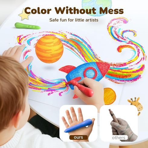 24 4-8 1-3, JUPITEARTH Colors Crayons for Kids Ages with Coloring Book & Bonus Stickers, Non-Toxic & Washable Triangle