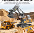 2.4Ghz, 6-12 Remote Control Excavator Toys, RC Construction Toys with Metal Shovel, Lights, Sounds RC Truck Digger Toys