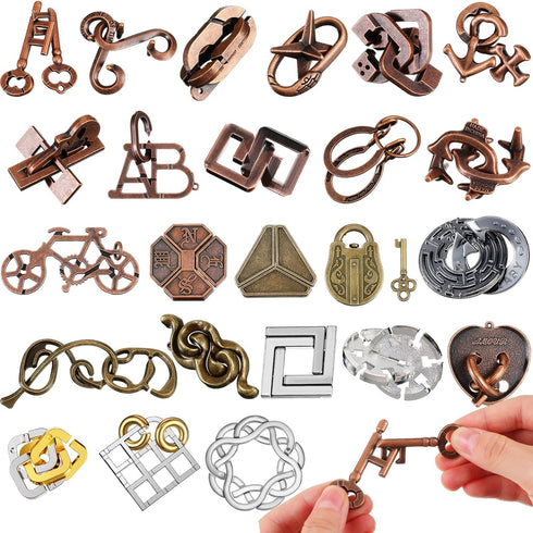 Yilloog 24 Pcs Metal Brain Teaser Puzzles Assortment for Adults Difficult Magic