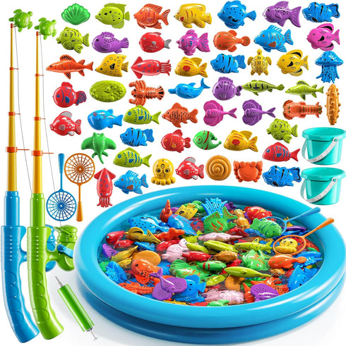 JUKUDAHU Magnet Fishing Toys Game for Kids 3-5 - Floating Fish Toys
