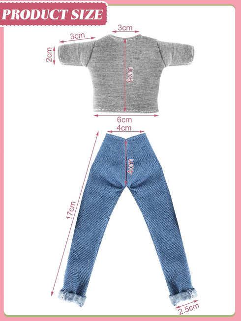 Bencailor 8 Pieces Doll Clothes for 11.5 Inch Girl Dolls, Cotton Elf Sweaters and Denim Pants Regular Outfit