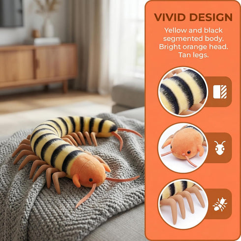 ZHONGXIN MADE 24 Centipede Plush - Lifelike Centipede Stuffed Animal, Realistic Yellow Centipedes Arthropod Insect