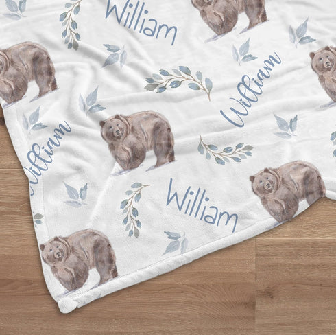 Personalized Woodland Swaddle Blanket for Newborns