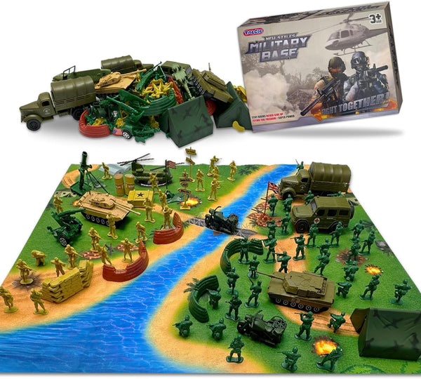 Army Men Toys Large Battle Playset - Includes Action Figures, Military Battle Mat, Tanks, Helicopters, 120 PCS