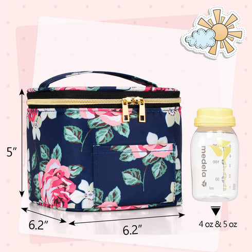 Teamoy Breastmilk Cooler - Bottle Bag for 4 Large 5 Oz Bottles, Perfect for Working Moms, Peony