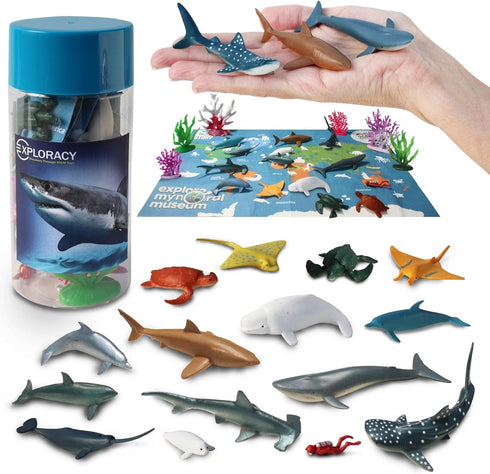 15pcs Mini Sea Animals Toys for Kids Toddlers Ocean Animal Toy Figurine