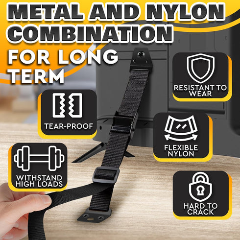 Setup 330 lbs, 19"-39" TV Safety Straps for Furniture Anchoring - Anti-Tip TV Straps Safety for Flat Screen, Easy