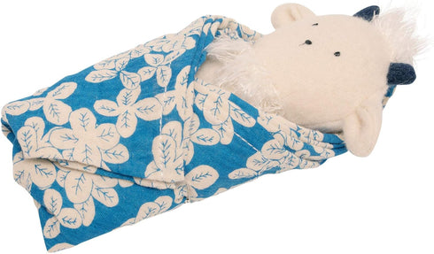 Manhattan Toy Embroidered Plush Goat Baby Rattle + Soft Cotton Burp Cloth, 16 x 16 Inches