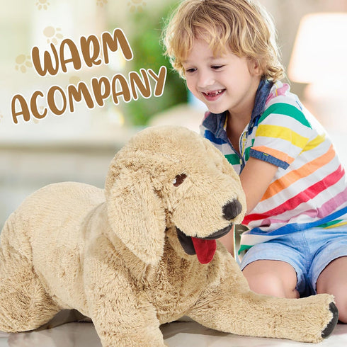 Geosar Giant Dog Stuffed Animals, Fluffy Labrador Large Plush Toy, Big Cuddly Body Pillow, Gifts for Kids & Pets, Gold