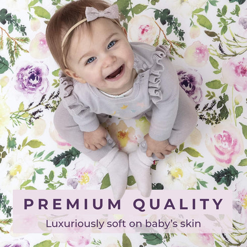 2 Pack Pobibaby - Premium Fitted Baby Girl Crib Sheets for Standard Crib Mattress - Ultra-Soft Cotton Blend, Safe
