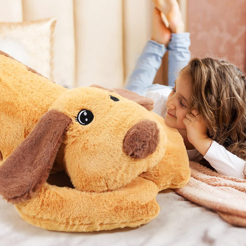 Queekay Giant Dog Stuffed Animals Plush Toy, Body Hugging Pillow for Birthday Gifts (Brown, 43.3 Inch)
