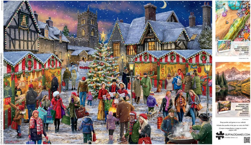 2000 Buffalo Games Winter Village Festival - Piece Jigsaw Puzzle - Colorful, Christmas Puzzles for Adults Precision-Cut