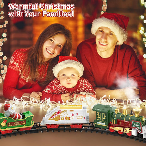 Set Set 3-12 TERRAMUS Christmas Train - Hanging Train Toys with Smoke Light & Sound for Boys Girls,Train Around Under