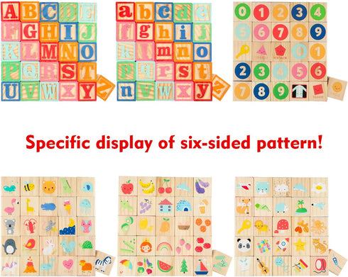Joqutoys ABC Wooden Building Blocks for Toddlers 1-3, 26 PCS Alphabet & Number Stacking Blocks