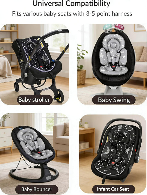 TinlyFinly Infant Car Seat Insert with Removable Cushion for Preemie to Toddler, Reversible Newborn Carseat Insert
