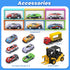 2-in-1 Playset, CUTE STONE Toy Boat & Tower Crane Cargo Ship with Lights/Sounds | Push-Go Transport Ship & Construction