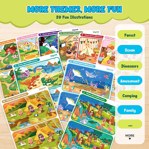 24 Pack 4-8 JoyCat Spot the Difference Game Cards for Kids, Reusable Dry Erase Party Favors, Classroom Prizes, Goodie