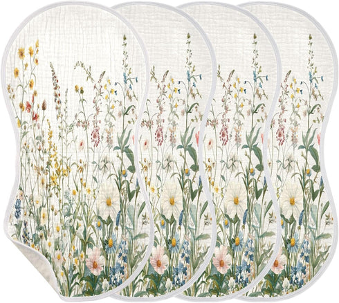 YETTASBIN Herbal Wildflower Muslin Baby Burp Cloth, Super Soft Absorbent Cotton Burp Rag Baby Bibs Feeding Cloth