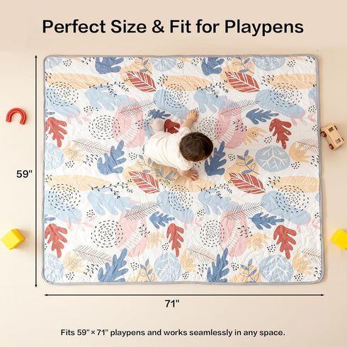 71"59" Baby Play Mat, Premium Thicker Foam Floor Mat, Bohemian Non-Slip for Infants & Toddlers, Foldable Machine