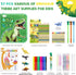 Set 57Pcs 4-6-8, 5,7,Gel Fruit Scented Markers with Glitter Dinosaur Pencil Case & Stationery, Art Supplies for Kids