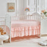 3 Set Flysheep Pieces Tufted Crib Bedding with Ruffle Fringe, Pink Ruffled Comforter with Fitted Sheet and Bed Skirt