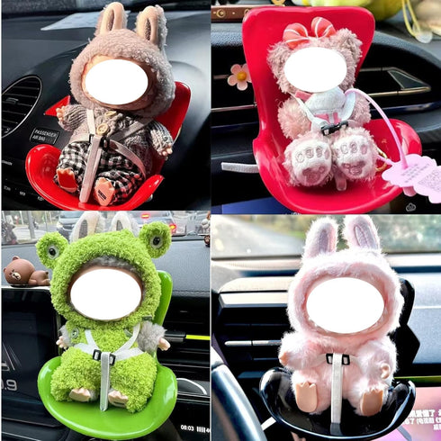 NUJOLI 10-17cm, Car Seat for La bu bu Dolls Car Decoration Chair with Air Vent Clip, Doll Accessories Sofa Seat