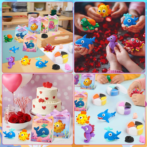 18 Sets Set Capoda Ocean Air Dry Clay Kit for Kids Sea Animal Craft Kit Gifts DIY Modeling Clay Art Crafts for Kids