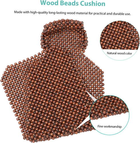 FUNOMOCYA Summer Wood Beads Seat Cushion for Cars Breathable Comfort Easy to Install Natural Wooden Beaded Car Seat Mat