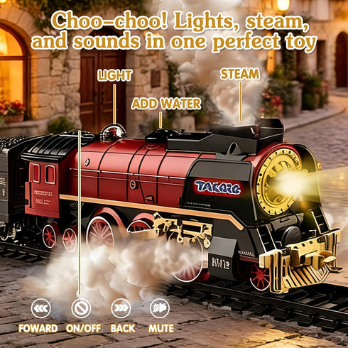 Sets 3 4 5 6 7 8+, TALGIC Remote Control Train Toys for Boys with Steam, Lights and Sound, Fancy Tracks, Train for Kids
