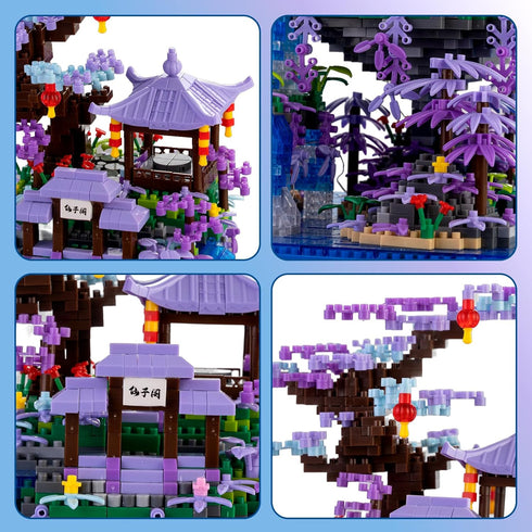 CAXIMSY Set,Building Set Box2500+Pieces Peach Blossom Pond Building Blocks Blocks Gifts for Adults and Kids, Micro