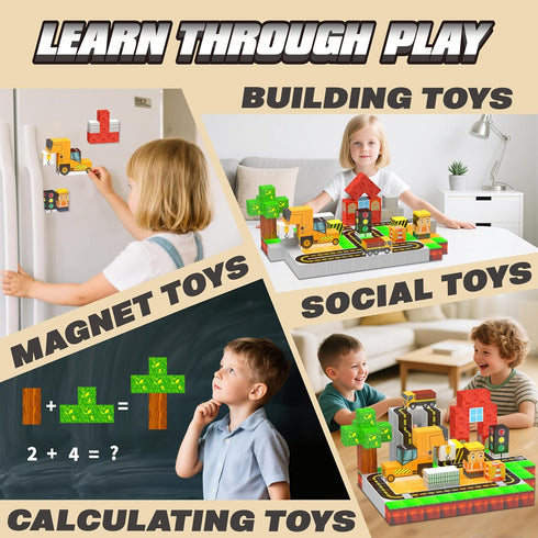 138PCS Set, 3 4 5 6 7 8-12 Magnetic Blocks - Magnetic Building Blocks Magnet Block Cubes Construction STEM Montessori