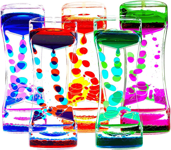 FKYTION Liquid Motion Bubbler Timer Pack of 5 Colorful Hourglass Liquid Bubbler ADHD